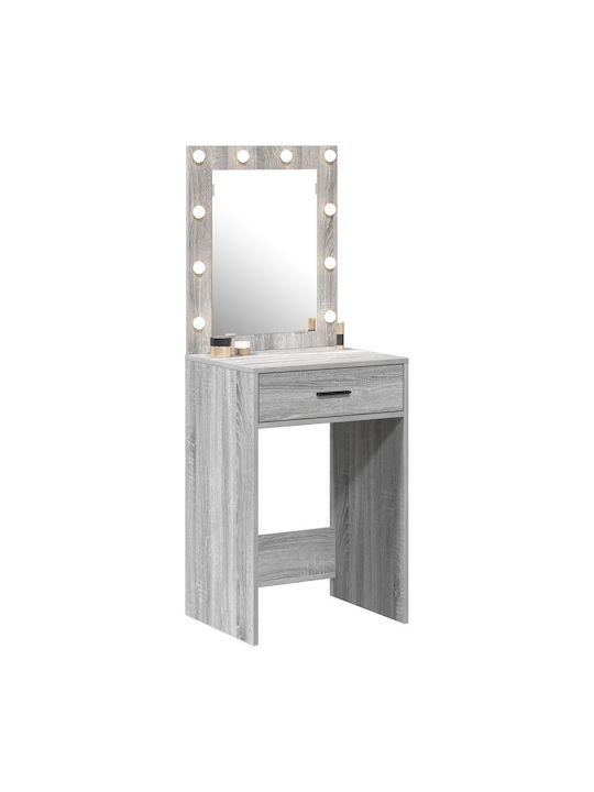 Floor-Standing Grey Wooden Makeup Dressing Table with Mirror 50x41x135cm