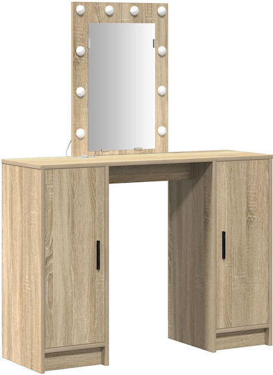 Bodenstehende Schminktisch Schlafzimmer Holz Eiche mit Spiegel 102x33x135cm