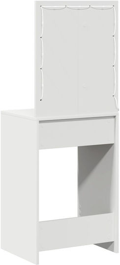 Floor-Standing Makeup Dressing Table Wooden White with Mirror 50x41x135cm