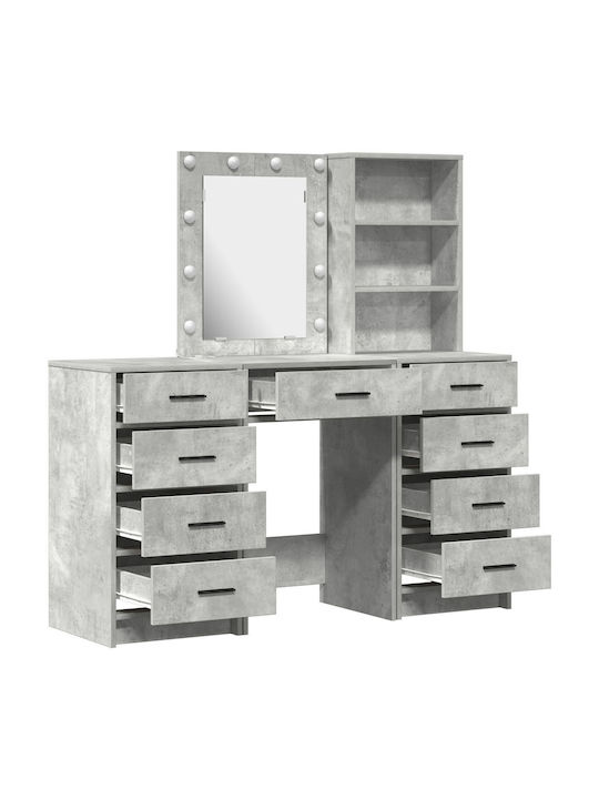 Bodenstehende Schminktisch Schlafzimmer Holz Grau Beton mit Spiegel 40x41x75cm