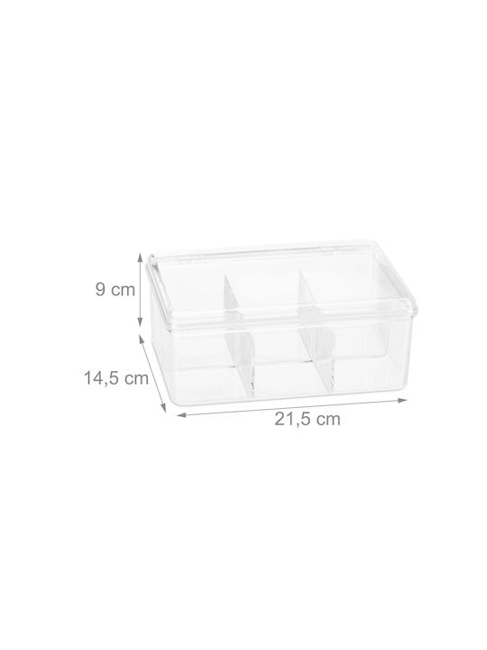 Relaxdays Tee / Kaffee Box mit Kunststoff Deckel Transparent 14,5x9x21,5cm 1 Stück