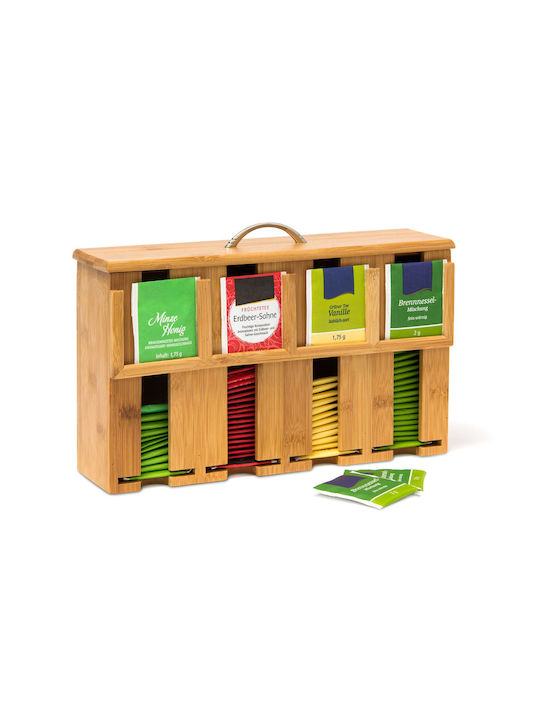 Relaxdays Caseta Pentru Ceai Cu Capac Din Lemn Bej 22x10x33.5cm