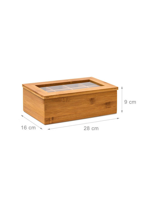 Relaxdays Κουτί για Τσάι με Καπάκι Ξύλινο Διάφανο 28x16x9cm 1τμχ