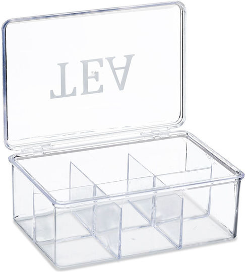 Relaxdays Caseta Pentru Ceai Cu Capac Din Plastic Transparent 15x9x21.5cm