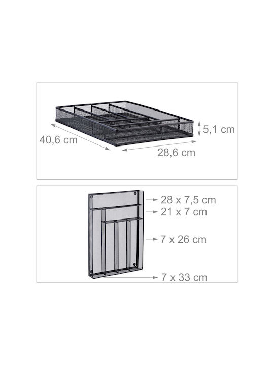 Relaxdays Tăvi Pentru Tacâmuri De Sertar Metalică 40.6x28.6x5.1cm Neagră