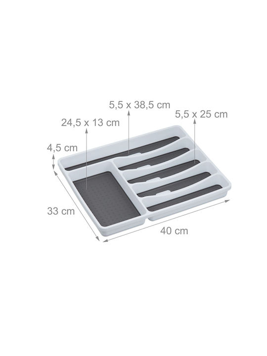 Relaxdays Drawer Cutlery Tray Plastic 40x33x4.5cm White