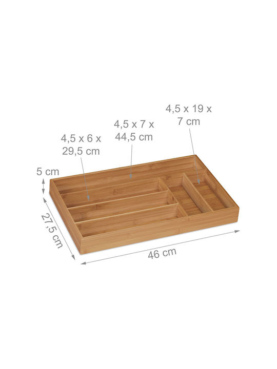 Relaxdays Besteckeinsatz für Schubladen Hölzernes 46x27,5x5cm Beige