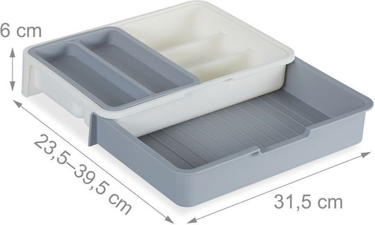 Relaxdays Tăvi Pentru Tacâmuri De Sertar Rabătabilă Din Plastic 31.5x23.5x6cm Albă