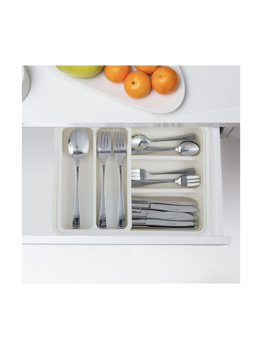 Relaxdays Drawer Cutlery Tray Opening Plastic 31.5x23.5x6cm White