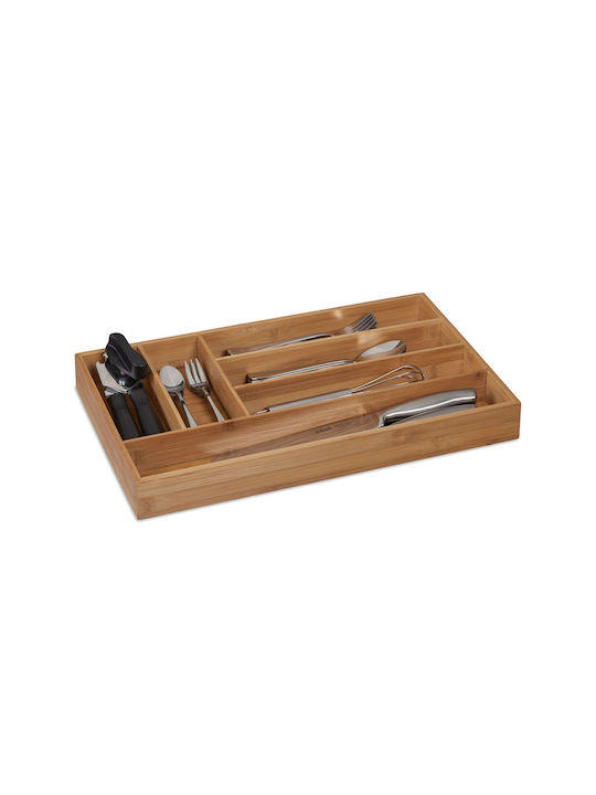 Relaxdays Besteckeinsatz für Schubladen Hölzernes 46x27,5x5cm Beige