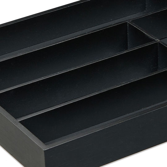 Relaxdays Wooden Drawer Cutlery Tray 30.5x43x5 cm Black
