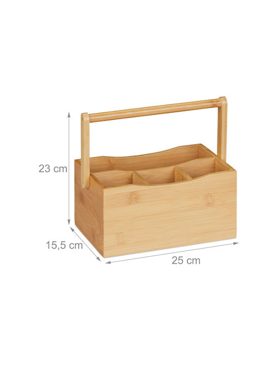 Relaxdays Abtropfgestell für Besteck Hölzernes Beiges 23x25x15.5cm