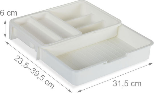 Relaxdays Tăvi Pentru Tacâmuri De Sertar Rabătabilă Din Plastic 31.5x23.5x6cm Albă