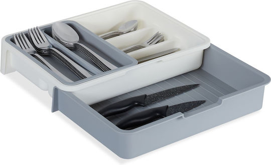 Relaxdays Tăvi Pentru Tacâmuri De Sertar Rabătabilă Din Plastic 31.5x23.5x6cm Albă