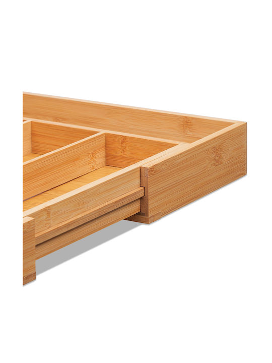 Relaxdays Tăvi Pentru Tacâmuri De Sertar Rabătabilă Din Lemn 35.5x29x5cm Bej