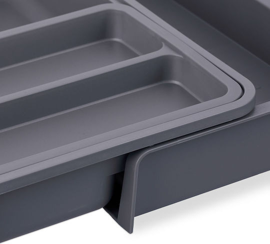Relaxdays Tăvi Pentru Tacâmuri De Sertar Rabătabilă Din Plastic 31.5x23.5x6.5cm Gri