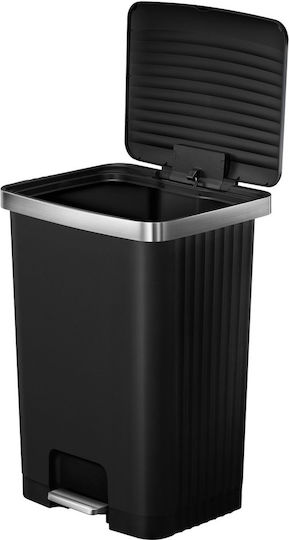 Eko Hana Waste Bin Made of Stainless Steel with Pedal Black 70lt
