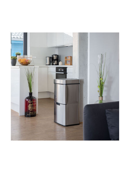 Relaxdays Coș De Gunoi Din Oțel Inoxidabil Cu Senzor Gri 37lt