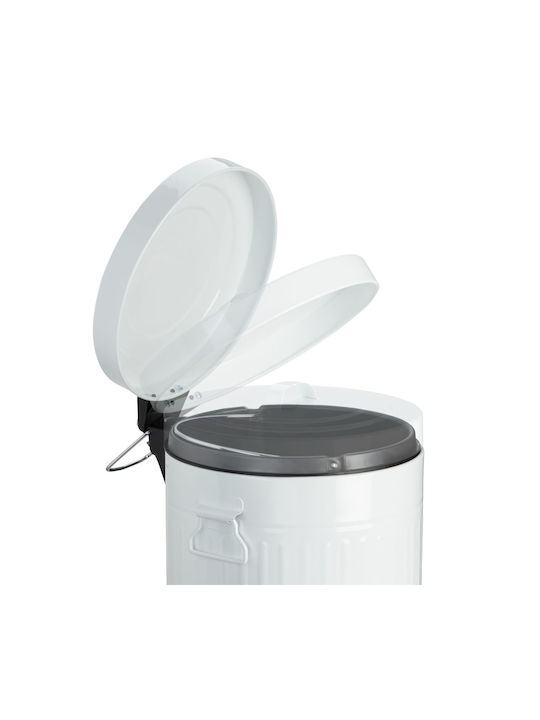 Relaxdays Waste Bin Waste Metallic with Pedal White 3lt 1pcs
