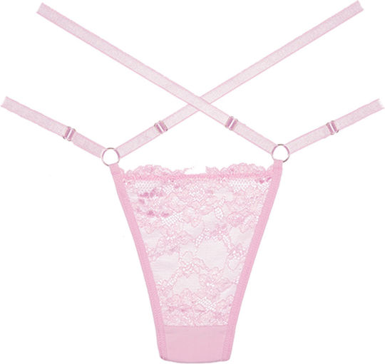 Allure Cherished Lace Mesh Thong Os Pink