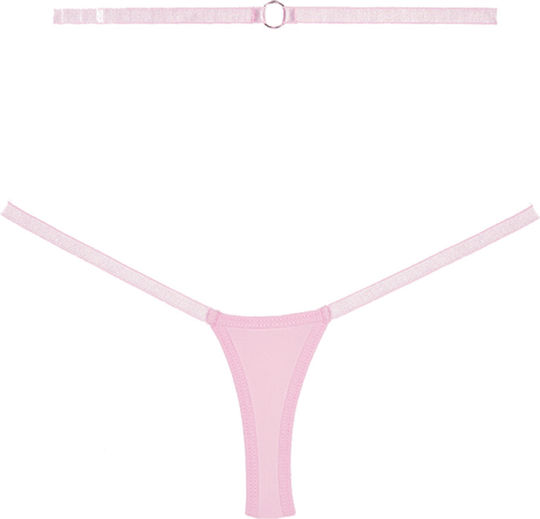 Allure Cherished Lace Mesh Thong Os Pink