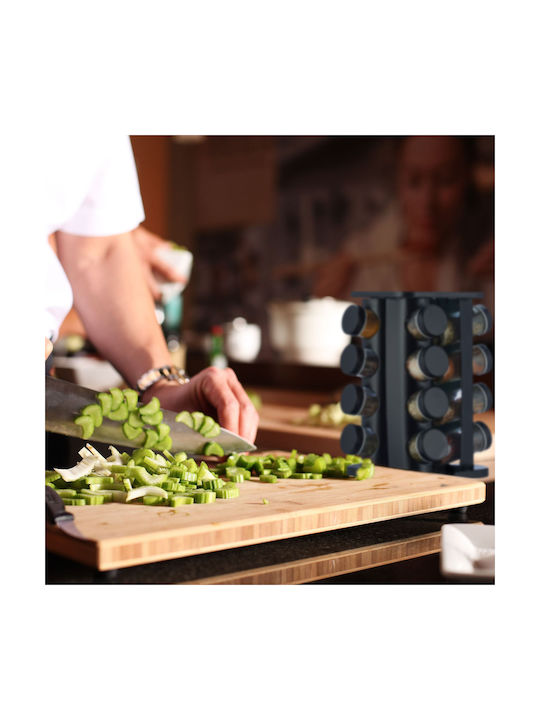 Relaxdays Inox Tabletop Rotating Spice Rack Black