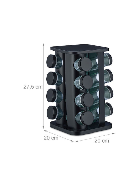 Relaxdays Inox Tabletop Rotating Spice Rack Black