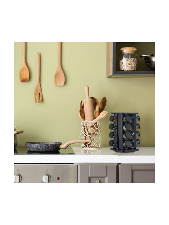 Relaxdays Inox Tabletop Rotating Spice Rack Black