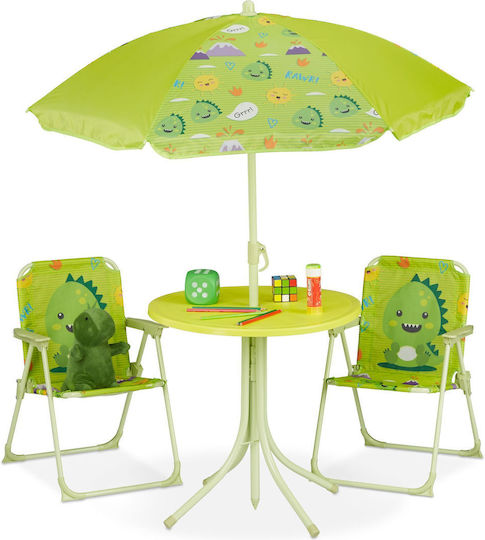 Relaxdays Kinder Tische Set mit Stühlen aus Kunststoff Grün Relaxdays
