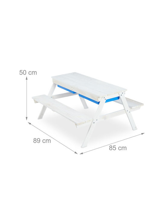 Set Masă cu Scaune pentru Copii pentru Desen din Plastic Alb Relaxdays