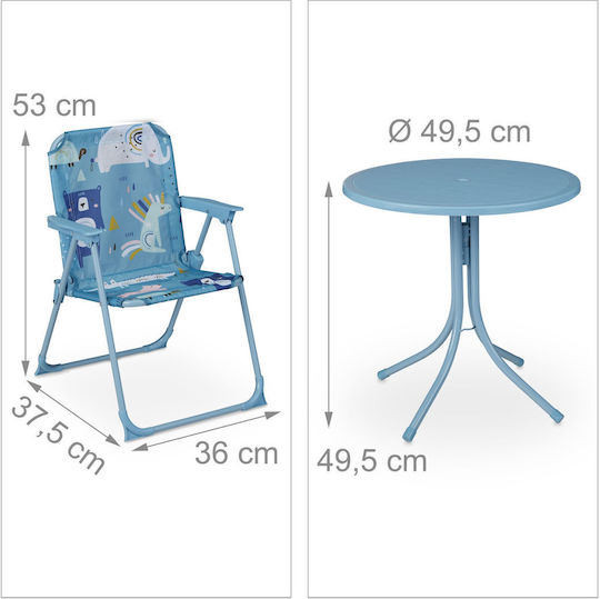 Set Mese Pentru Copii Cu Scaune Din Plastic Albastru Relaxdays