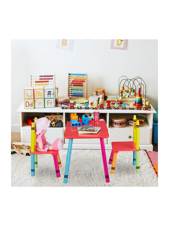 Set Masă Pentru Copii Cu Scaune Din Plastic Multicolor Relaxdays
