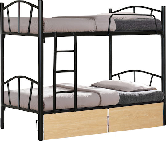 FLOOR Pat pentru Copii Cușeta Single Negru pentru Saltea 90x190cm