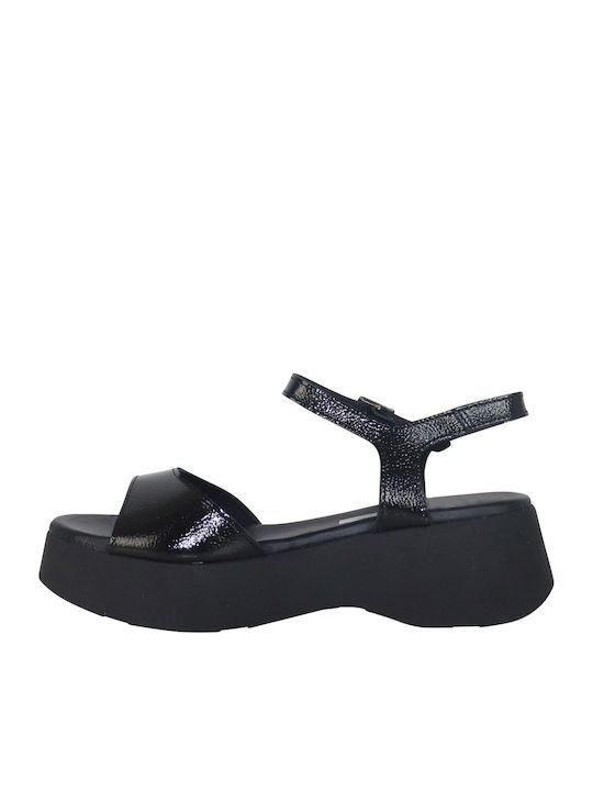 Women's Leather Platform Shoes Black