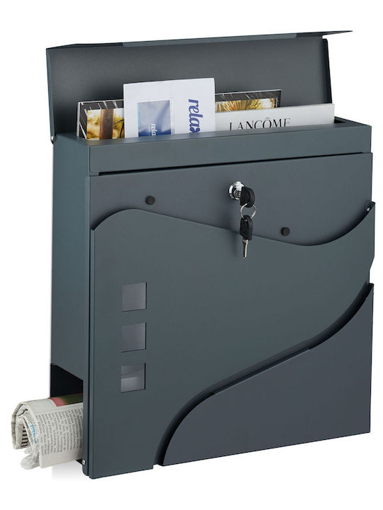 Relaxdays Außenbereich Briefkasten Inox in Gray Farbe 37x37x11cm