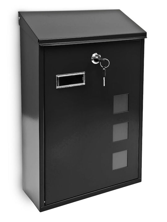 Relaxdays Cutie Poștală pentru Exterior Metalic în Culoarea Negru 40x25x10cm