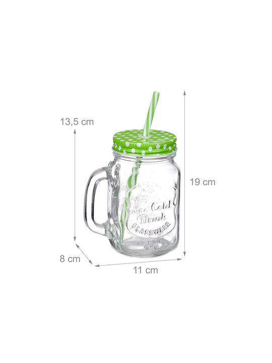 Relaxdays Set de pahare Cocteiluri / pentru apa din Sticlă cu pai 400ml 8buc