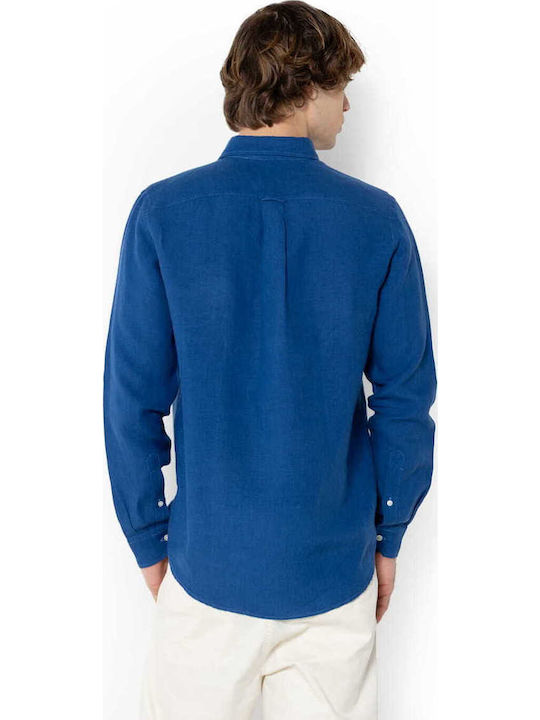 Langärmlig Leinen Hemd Blue.