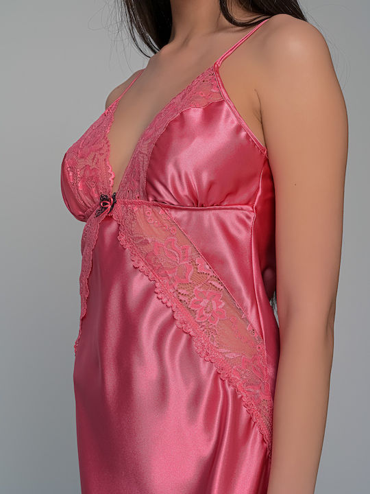 Milena by Paris Summer Satin Women's Nightdress with String Watermelon