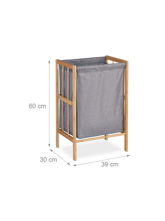 Relaxdays Καλάθι Απλύτων Bamboo 30lt 60x39x30cm Γκρι