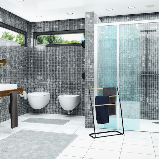 Relaxdays Single Floor Standing Bathroom Freestanding Towel Rack ​30x30cm Silver
