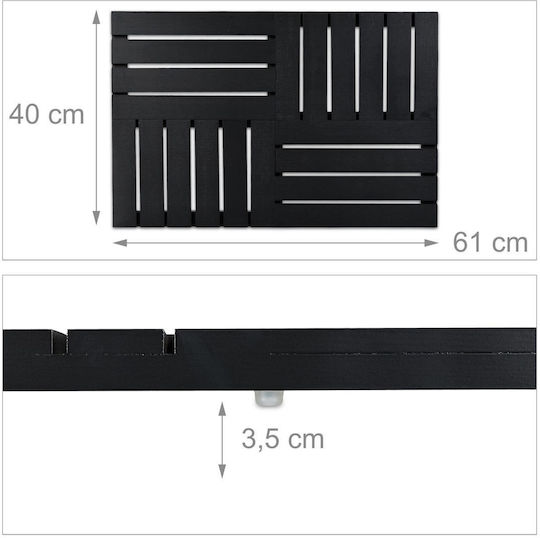 Relaxdays Antiderapant pentru cadă cu ventuze Negru 40x61εκ.