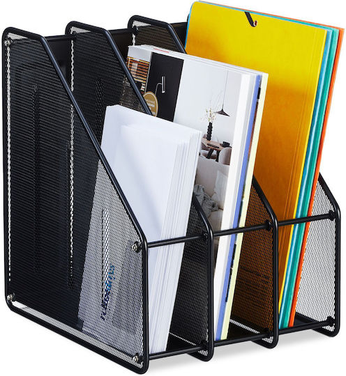 Office Organizer 3 Vertical Compartments Made of Steel 31.5 x 24 x 29 cm Black