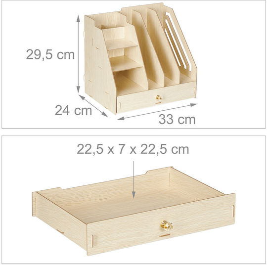 Suport organizator documente din MDF 29,5 x 33 x 24 cm maro deschis