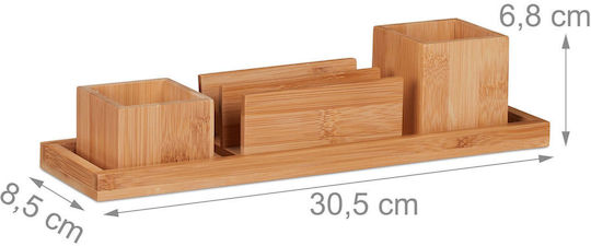 4-piece Detachable Bamboo Desk Organizer 6.8 X 30.5 X 8.5 Cm