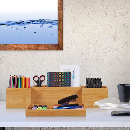 Set Organizator Birou din Bambus Natural Maro, 4 Piese
