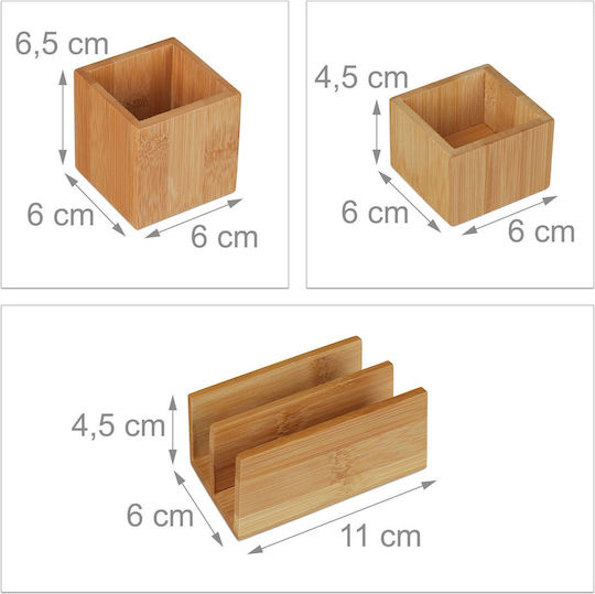 4-piece Detachable Bamboo Desk Organizer 6.8 X 30.5 X 8.5 Cm