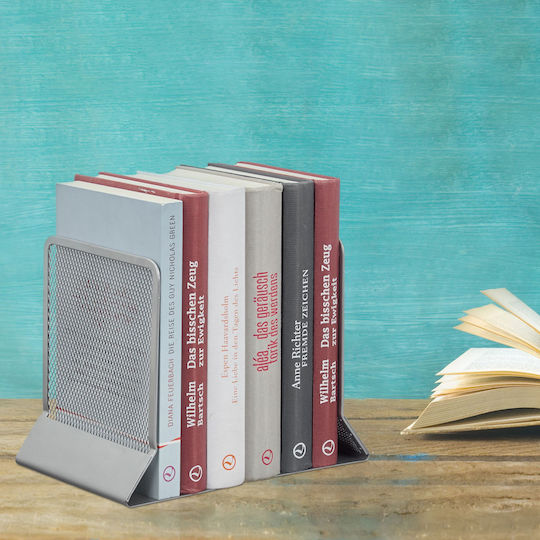 Metal Book End Holders Set 2 Pieces 16.5 X 13 X 10.5 Cm Gray