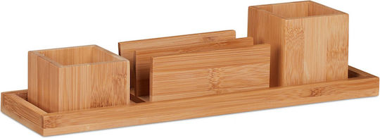 4-piece Detachable Bamboo Desk Organizer 6.8 X 30.5 X 8.5 Cm