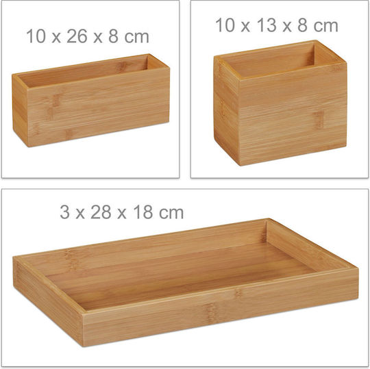 Set Organizator Birou din Bambus Natural Maro, 4 Piese